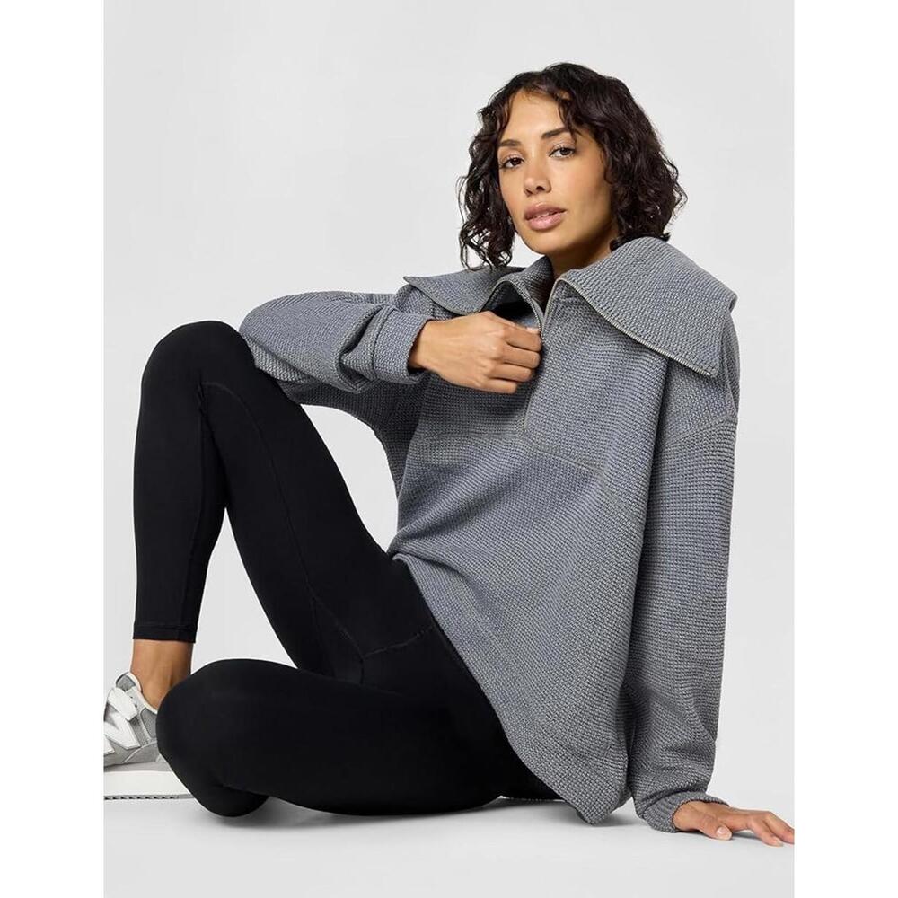 Sweaty Betty‎ Women’s Sz 6 Restful Boucle Textured Half Zip Sweatshirt Sweater